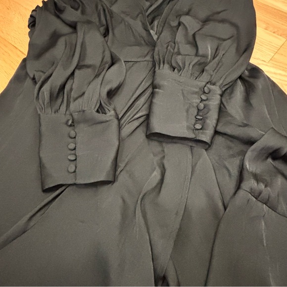 Banana Republic Silky Wrap Lapel Black Maxi Wrap Dress - Picture 6 of 14